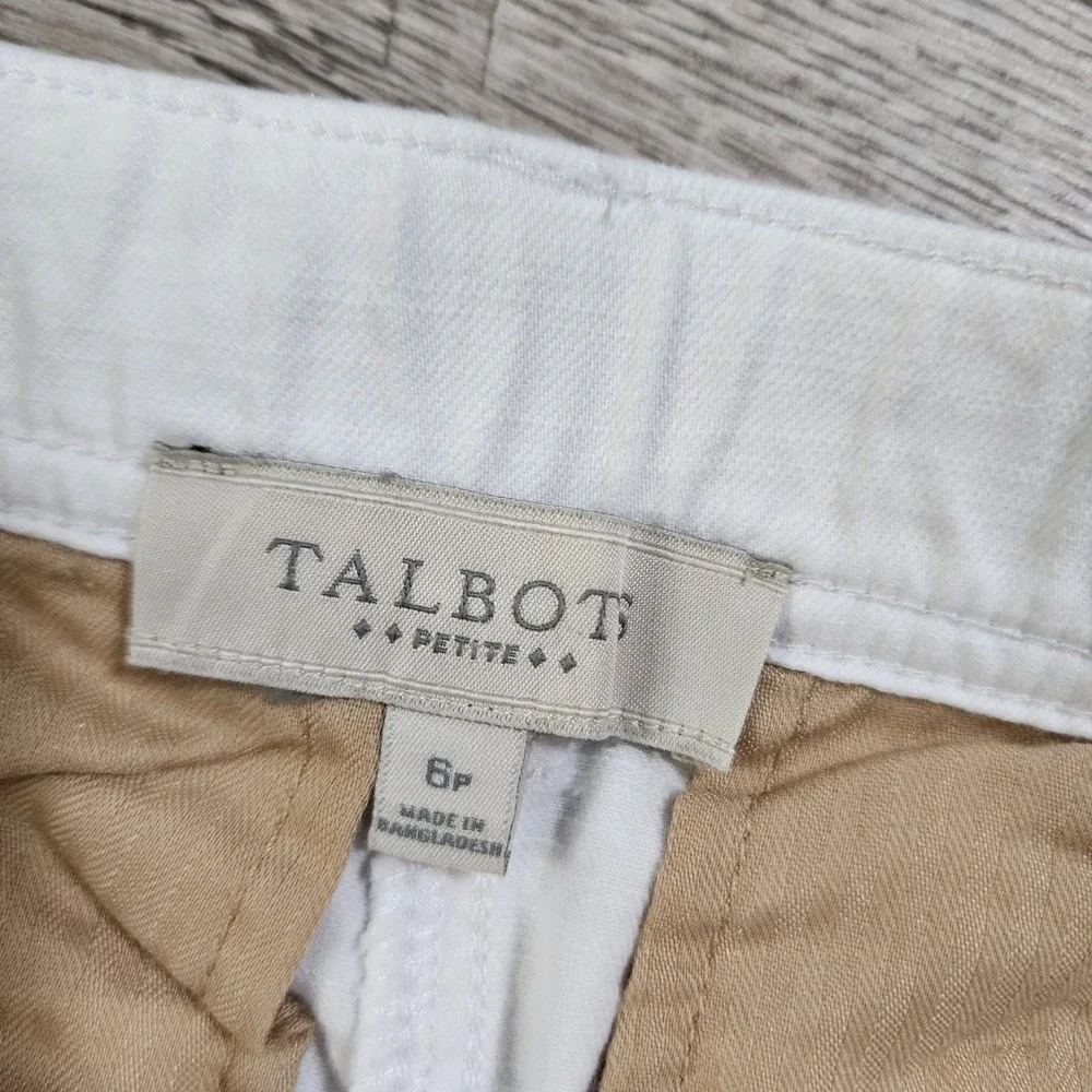 Talbots Womens Shorts White The Daily Short Cotton Linen Blend Stretch 6P Petite